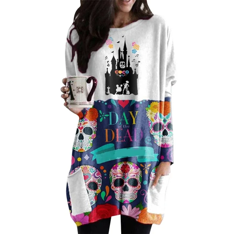 

Осенне-зимние сексуальные женские футболки с принтом черепа, футболка с длинным рукавом и графическим рисунком, милые топы для зимы, эстети...