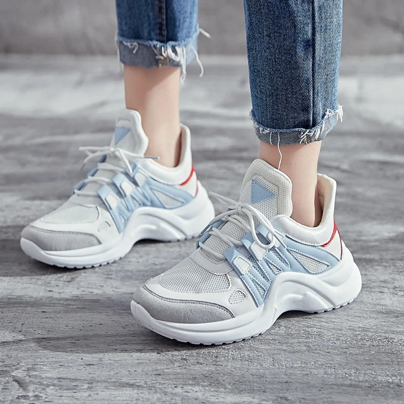 2019 New Platform Sneakers Women Casual Breathable Runner Shoes Fashion Lac-up Ladies White Chunky Chaussure Femme | Обувь