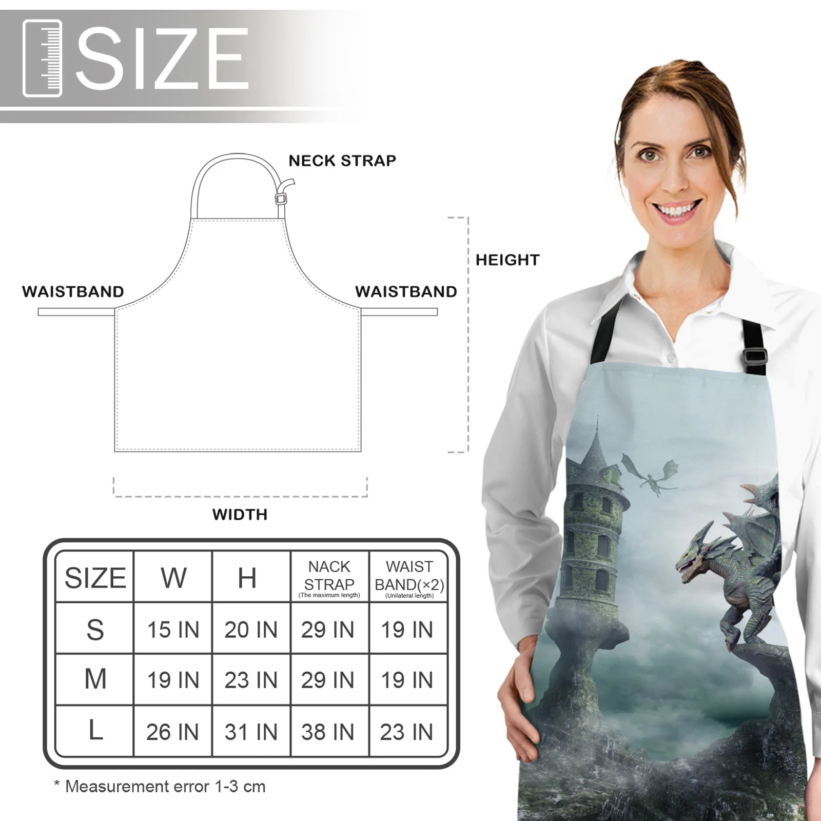 

Stone Dragon Apron Woman Adult Bibs Home Cooking Baking Coffee Shop Cleaning Canvas Aprons Kitchen Accessory