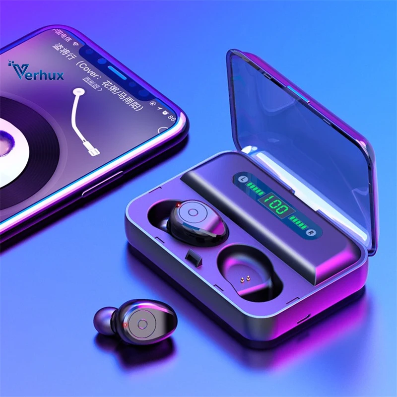 TWS F9 беспроводные наушники Bluetooth v5.0 мини умные сенсорные светодиодный дисплей с