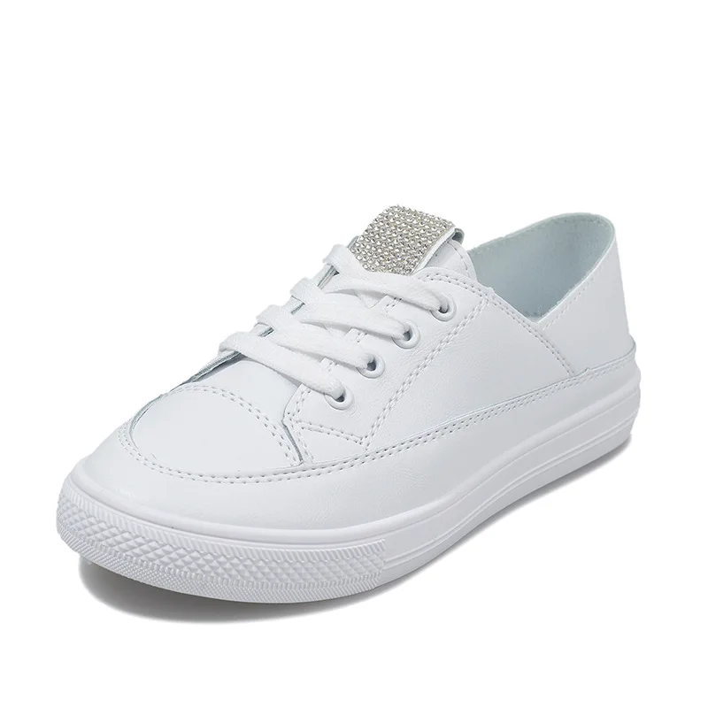 Новинка 2019 года сезон весна-лето белые туфли женские парусиновые на плоской