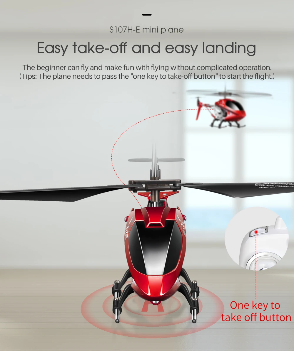 Syma S107H-E, металлический мини-Дрон, один ключ, радиоуправляемые вертолеты для детей, взрослые игрушки, уличный Забавный Дрон, 2,4 ГГц, пульт дистанционного управления