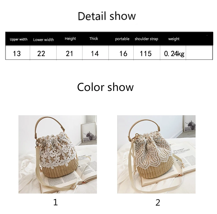 

2020 Fashion Female Casual Straw Bucket Small Bag Women New Rattan Beach Shoulder Bag Summer Holiday Portable Crossbody Bag