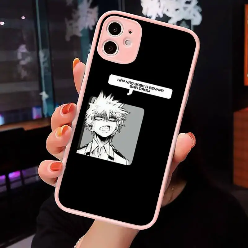 

My Hero Academia Phone Case Matte transparent For Pink iPhone 12 Mini 11 Pro XR XS Max 7 8 Plus X Back Cover