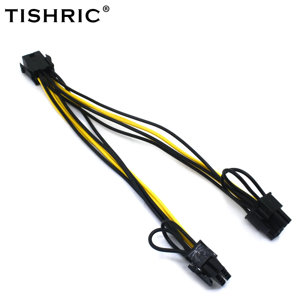 

50Pcs TISHRIC Power Cable Gpu Female 6Pin To Male Double 8Pin 6+2Pin Graphics Card PCIE Express Extension Cord Mining Machine