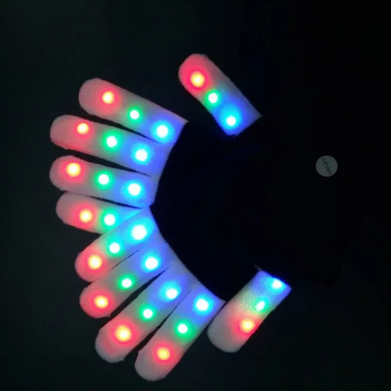 

1 Pair LED Gloves Glowing Halloween Outdoor Party Light Props Luminous Flashing Magic Gloves 7 Light Modes Party Supplies