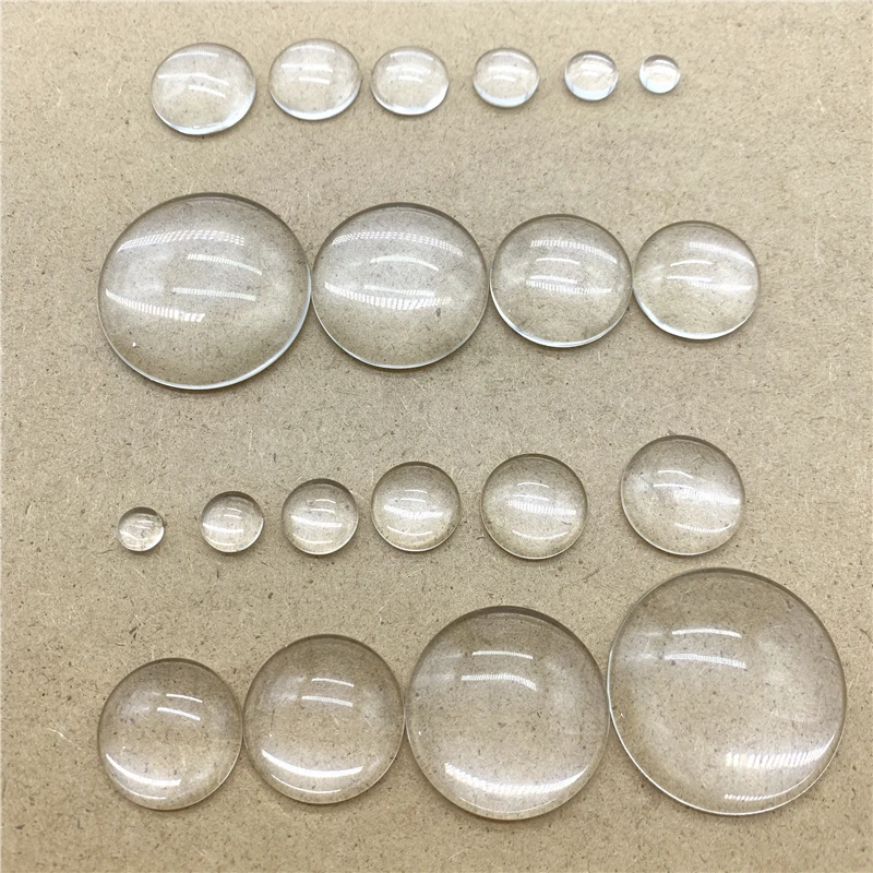10 шт. круглые прозрачные стеклянные кабошоны с плоской задней поверхностью