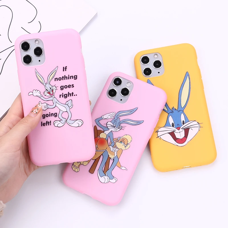 

Cute Cartoon Bugs Rabbit Phone Case For Apple iPhone 11 12 Pro Max mini 7 8 6 6S Plus XR X XS MAX 5 5S SE Shockproof