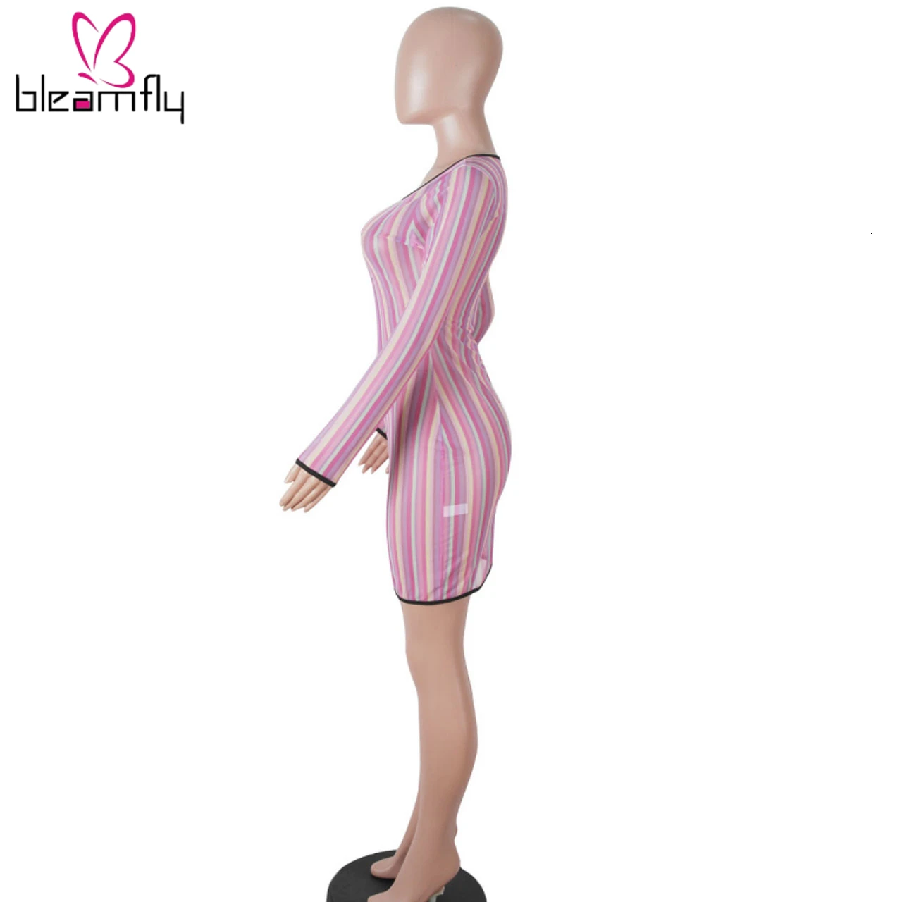 Новинка 2019 женское осеннее разноцветное платье в полоску с принтом Сетчатое