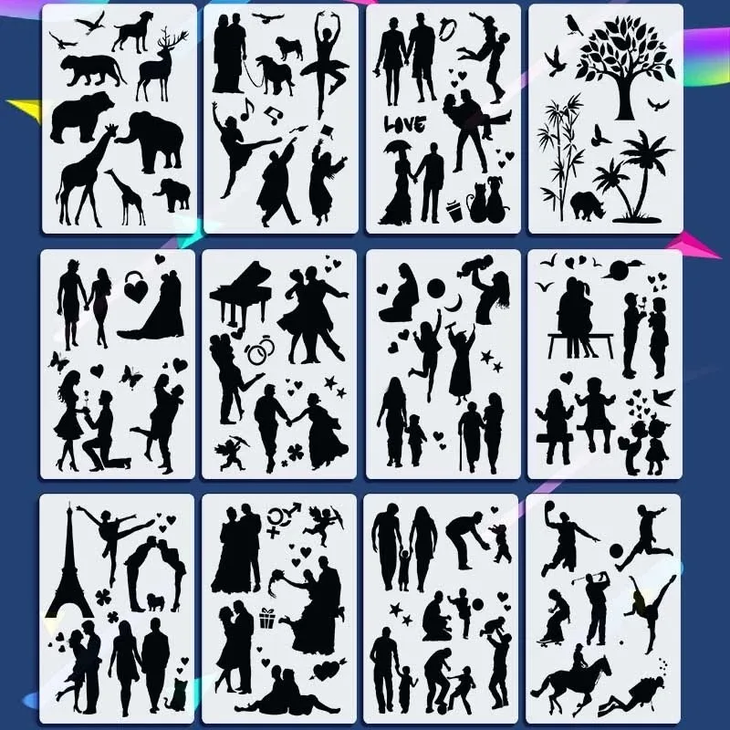 

Painting Tools Fast Draw Stencil Art Templates( 12 Sheets/Set ) Educational Toys For Children Early Learning Aids