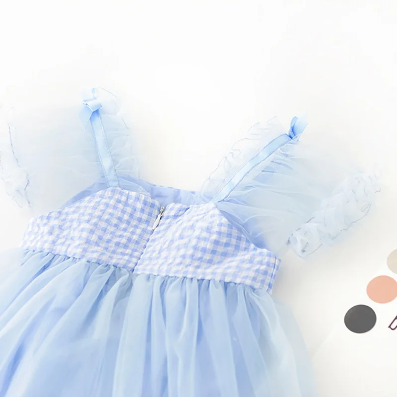 Популярное платье в клетку для девочек Одежда детей Летние милые детские