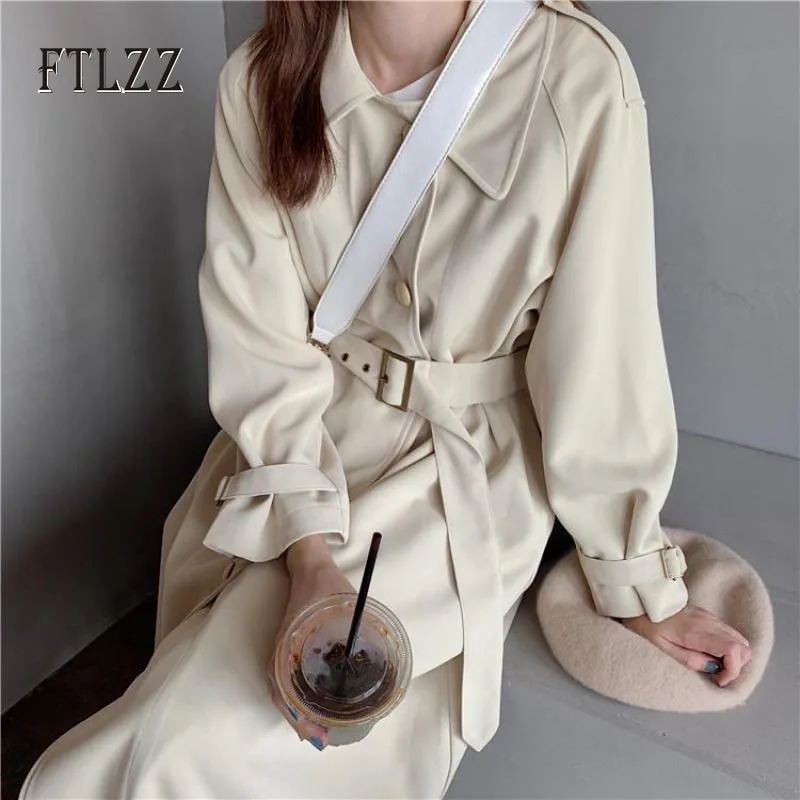 Женская модная винтажная однотонная ветровка средней длины весна осень 2020 новый