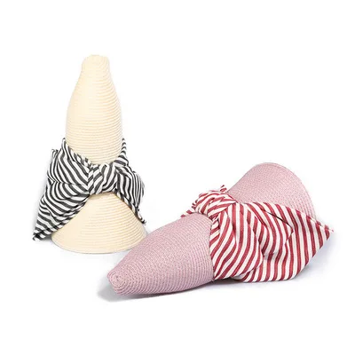 

2021 new outdoor straw hat beach sun hat ladies sunscreen big brim bow summer sun hat customization