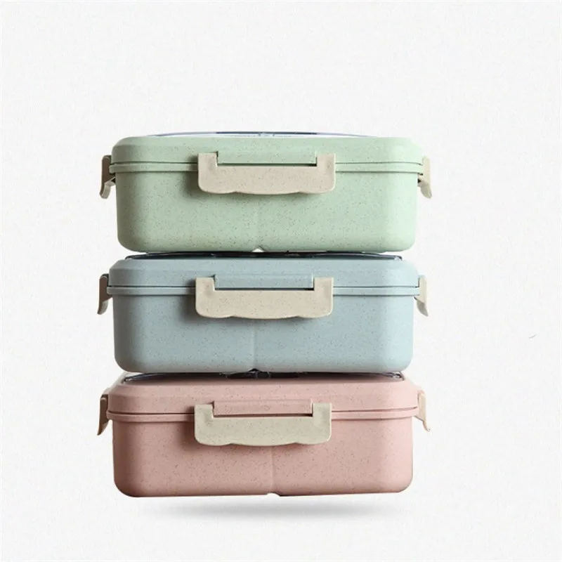 

Wheat Straw Lunch Box Creative Fashion Microwave Sealed Lid Tableware Food Container Multi-functional Lattice Durable Bento Box