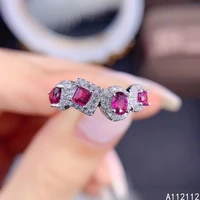 fine jewelry 925 sterling silver inlaid with natural gemstone luxury fashion ladys ol style pyrope garnet row ring support dete