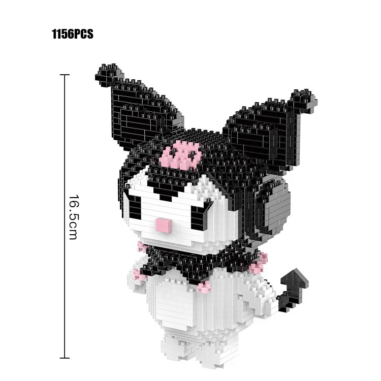 kuromi Забавные мультяшные фигурки животных, нанокирпич, Cinnamoroll, куроми, пом, ПОМ, пурин, мелодия, микро алмаз, строительные блоки, игрушки для детей, подарки - Цвет: kuromi