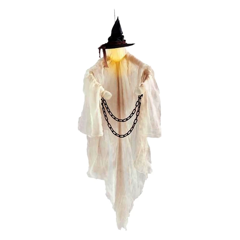 

27RE Хэллоуин фермерский подвесной призрак светодиодный светодиодной подсветкой ведьма шляпа наручники цепочка подвеска Украшение страшно...