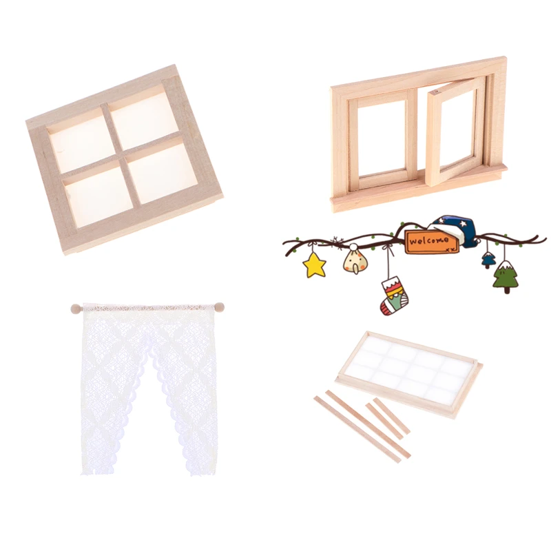 Деревянная Традиционная 2/4/12 оконная рама 1:12 кукольный домик DIY Миниатюрный