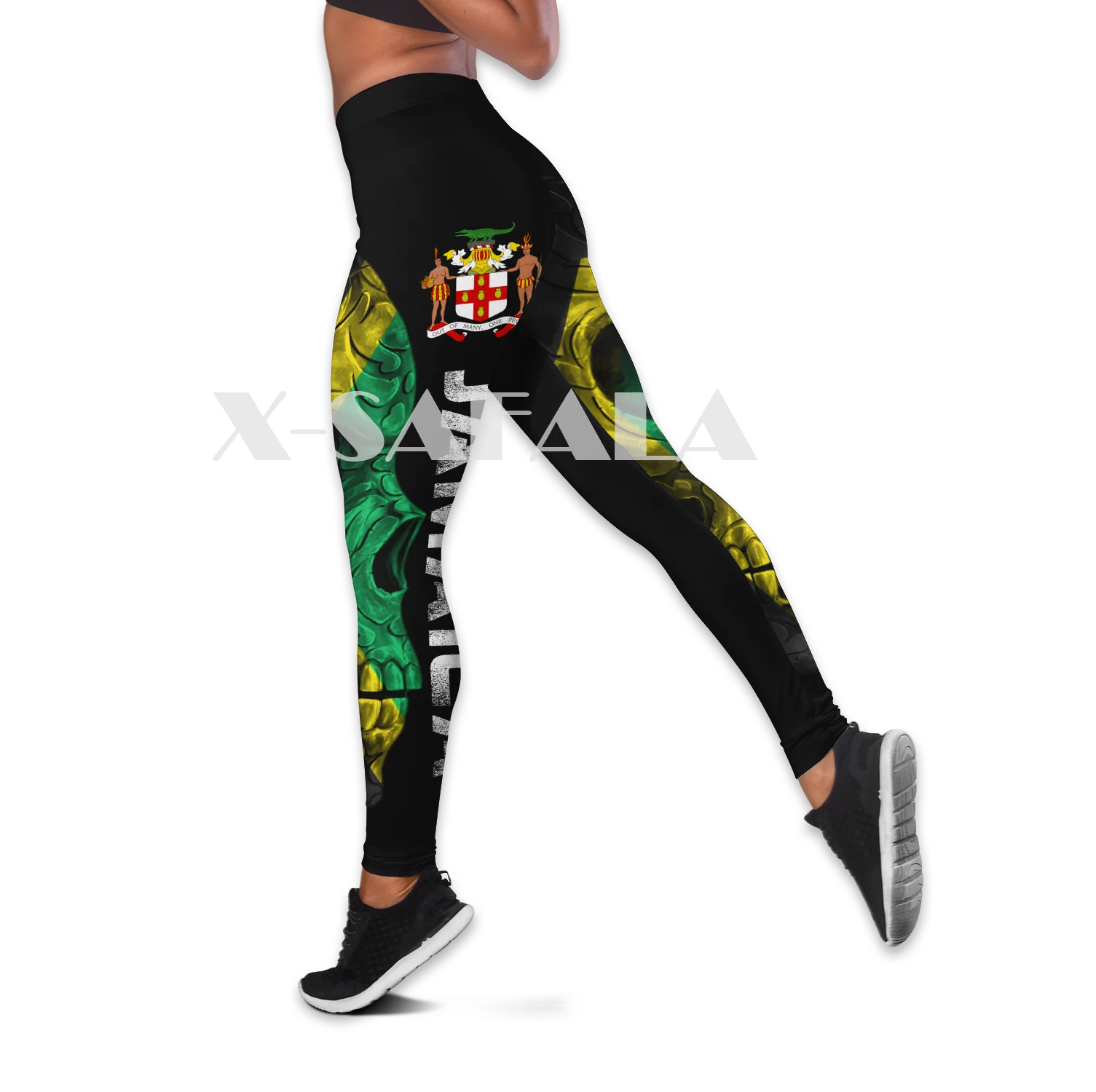 

Jamaica Skull Combo Hollow Two Piece Yoga Set Women 3D Print Vest Hollow Out Tank Top High Waist Legging Summer Casual Sport