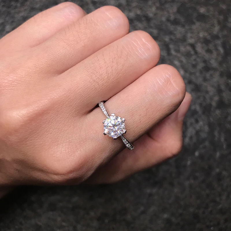 BOEYCJR 925 серебро 1ct/2ct/3ct F цвет Moissanite VVS обручальное свадебное кольцо с бриллиантом