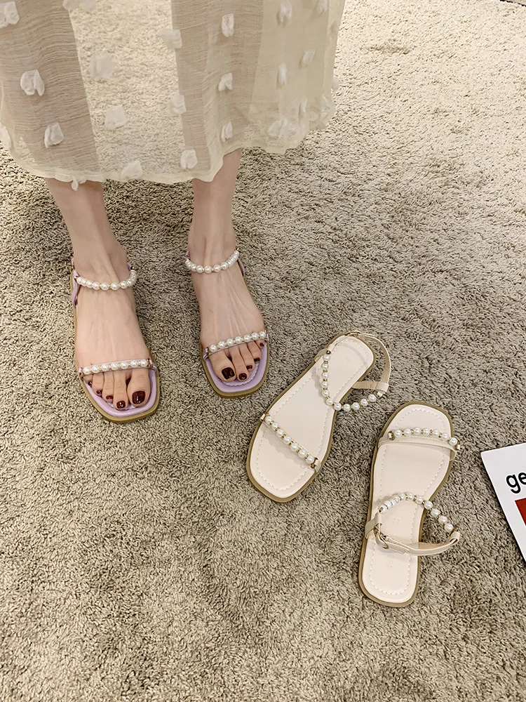 

Fashion Womens Shoes 2021 Beige Heeled Sandals All-Match Espadrilles Platform Luxury New Black Summer Flat Comfort Girls Pearl