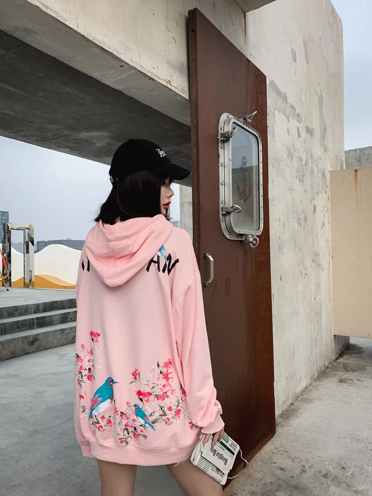 

Autumn Chinese Modis Flower Embroidery Hoodie Streetwear Harajuku Oversize Women Men Unisex Cotton Sweatshirts Hoodie