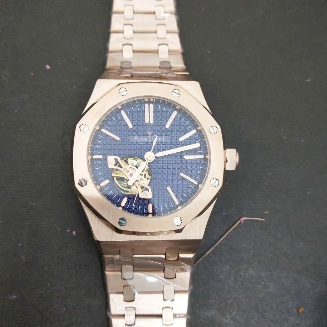 

Classic New Automatic Mechanical Men Watch Transparent Glass Sapphire Rose Gold Black Blue Coffee Grey Tourbillion Watches