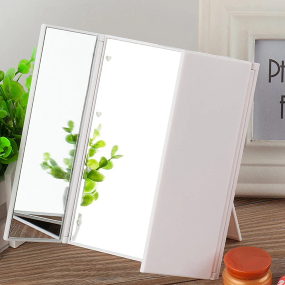 Зеркало косметическое складное настольное с 8 светодиодами|Зеркала для макияжа| |