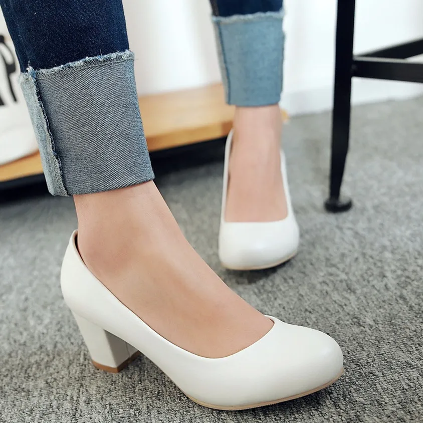 

Туфли-лодочки женские AGODOR на блочном каблуке, черные, белые, 2020, с круглым носком, без застежки, для офиса, для весны, размера плюс