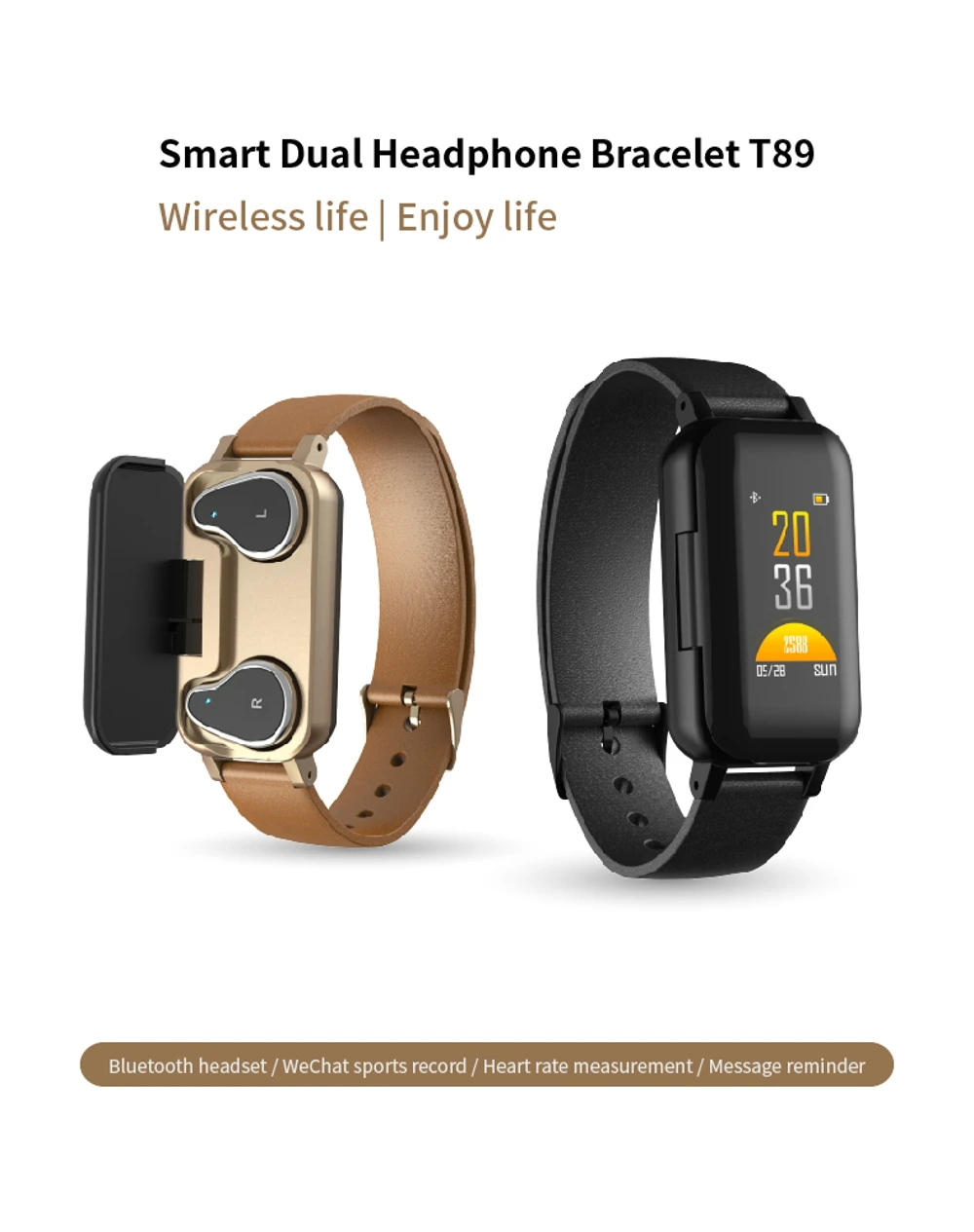 TWS Bluetooth гарнитура qcy T3 Reloj Con Auriculares Inalambricos прослушиватель подключенный человек часы и наушники водонепроницаемые спортивные часы