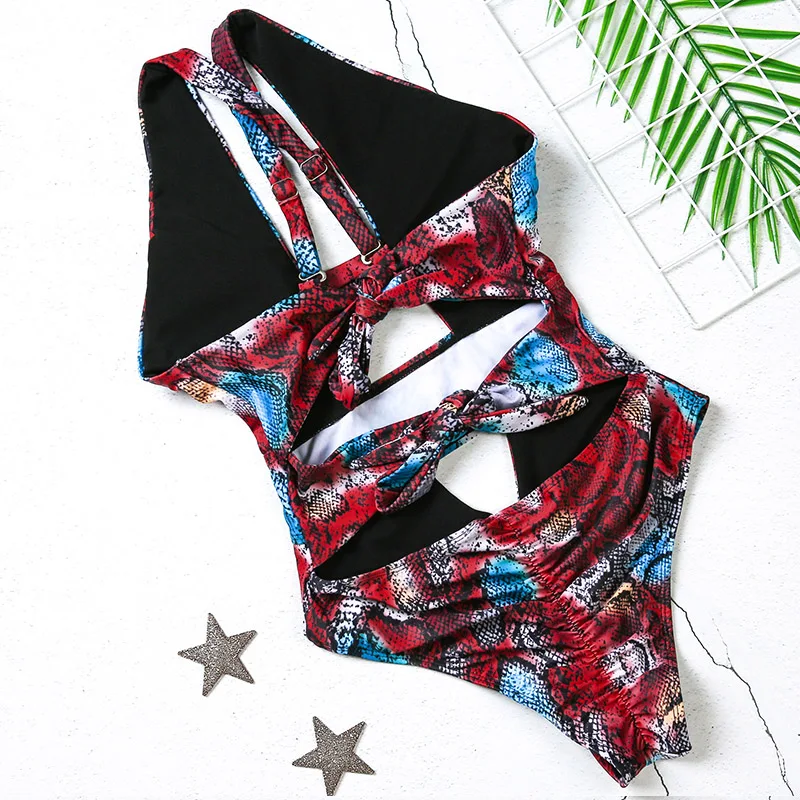 Цельный купальник бикини со змеиным принтом 2020| |