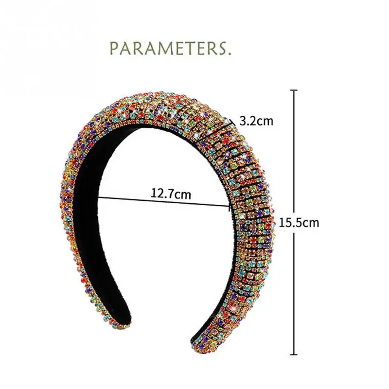 

Bejewelled Wide Stylish Sparkly Rhinestone Hair Accessories Vintage Party Decor Hoop Elegant Ladies Bling Women Headband Elastic