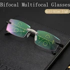 2021 безободковые бифокальные алмазные очки для прогрессивного чтения с защитой от синего излучения, многофокальные пресбиопические очки с диоптриями + 1,0-4,0