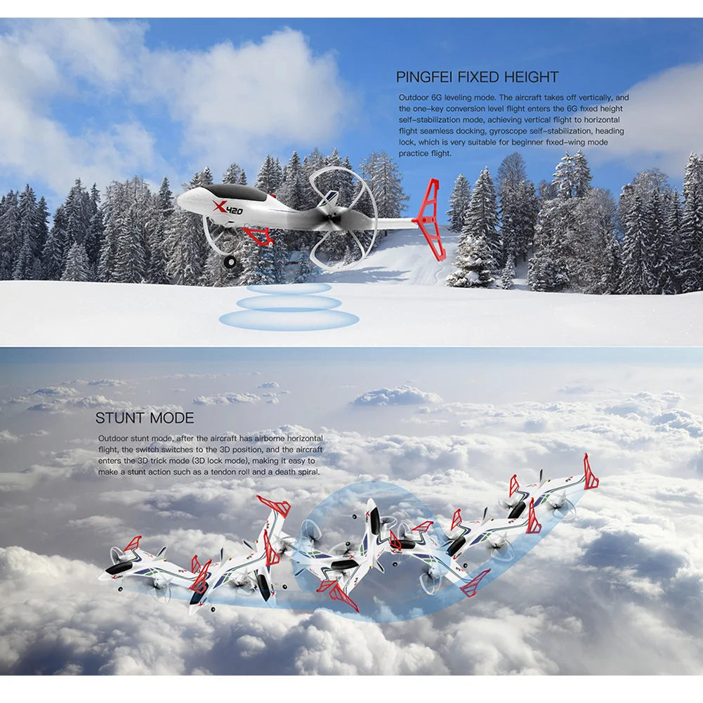 X420 3D самолет Мини FPV 2 4G 6CH игрушки беспилотный передатчик EPP открытый дети посадка