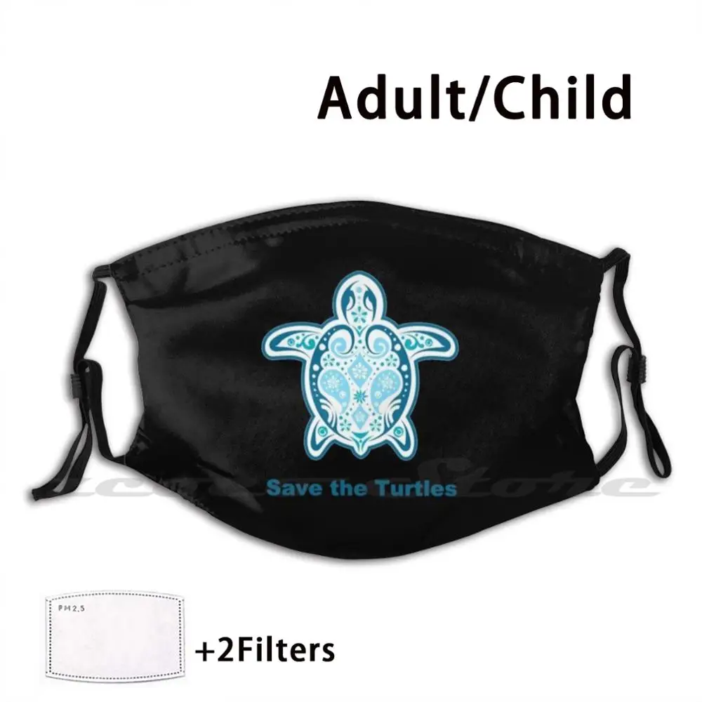 

Save The Turtles Turtle Vsco Blue Design Mask Cloth Washable DIY Filter Pm2.5 Adult Kids Save The Turtles Turtle Vsco Sea