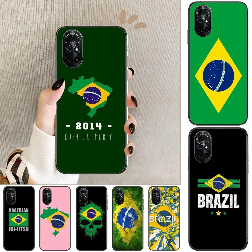 

Brazilian flag Clear Phone Case For Huawei Honor 20 10 9 8A 7 5T X Pro Lite 5G Black Etui Coque Hoesjes Comic Fash design