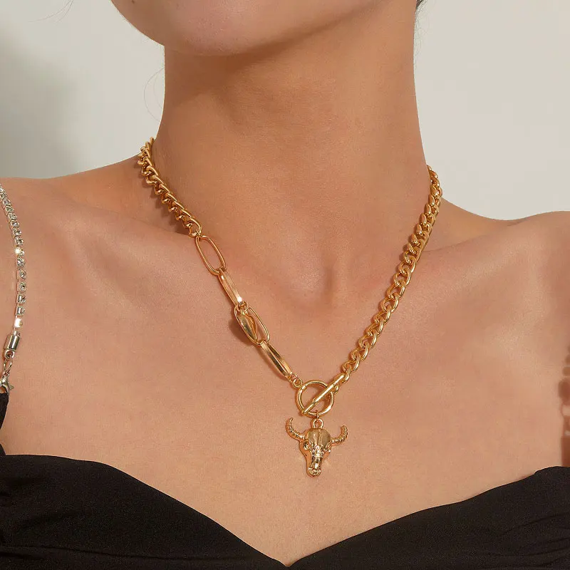 Модное женское ожерелье в Форме Головы Быка d форме сердца простое