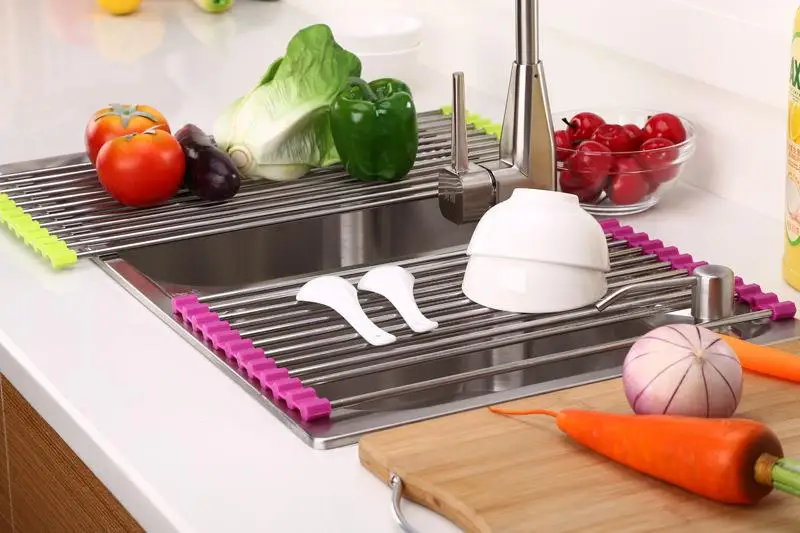 

Kitchen Sink Drain Storage Multifunction Dish Drying Rack Sink Drain Rack Shelf Basket Bowl Sponge HolderDryer Tray