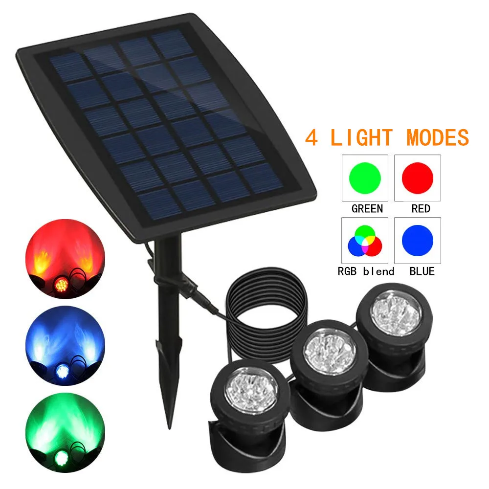 Солнечный пруд прожектор Погружной Пруд свет открытый с 3 головками 18LED пейзаж