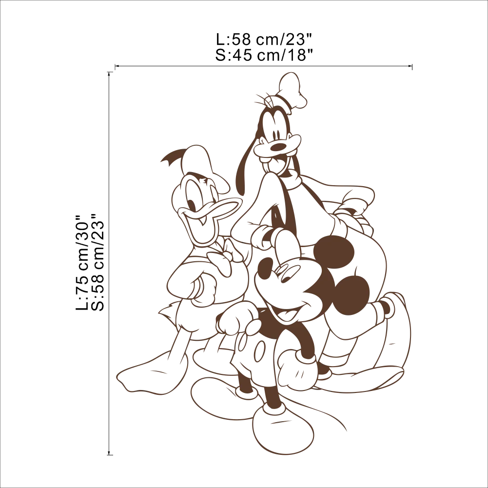 

Disney Creative DIY cute Mickey Mouse & Donald Duck & Goofy wall stickers for kids room bedroom accessories home decoration