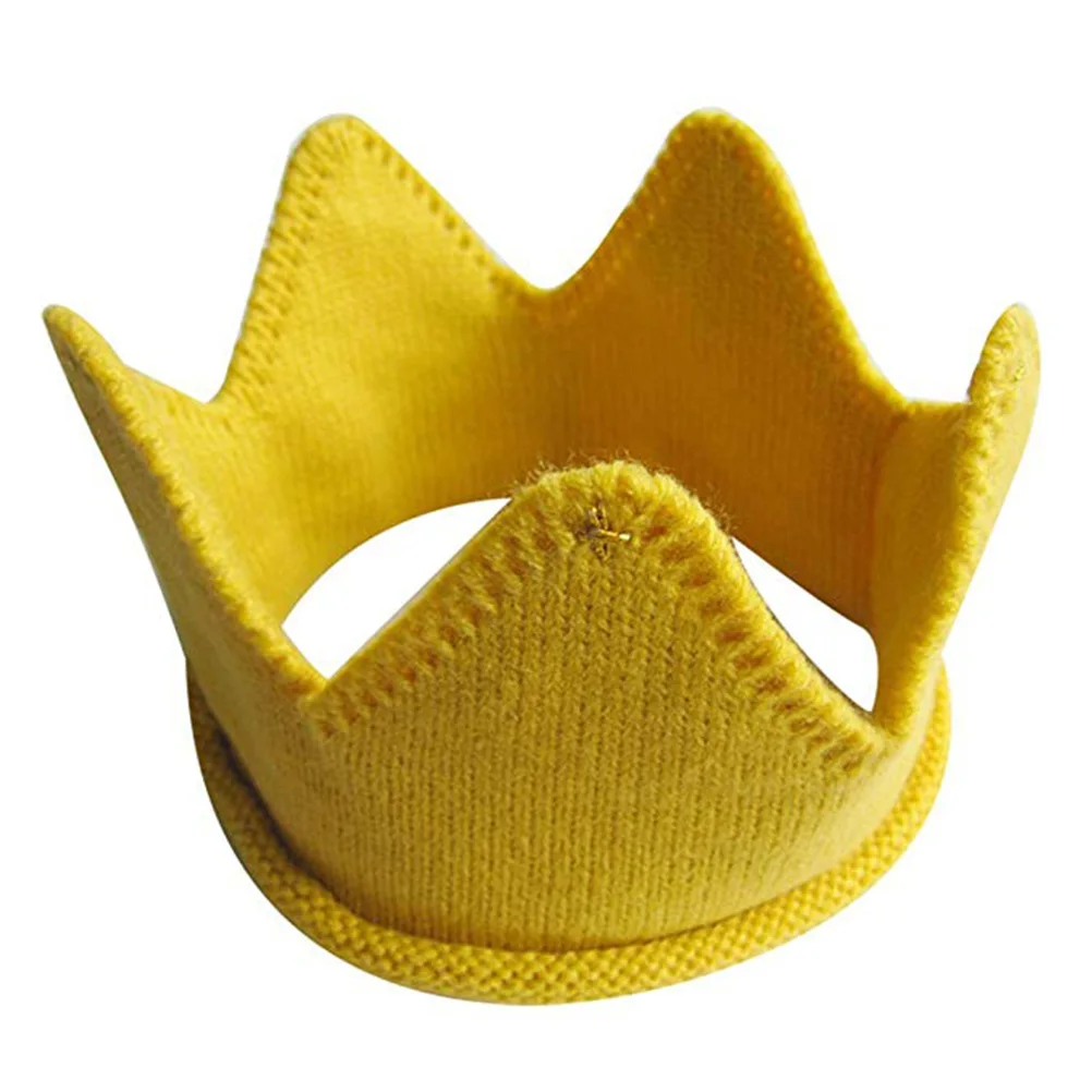 Детская шерстяная пустая шапка с короной детская на день рождения вязаная