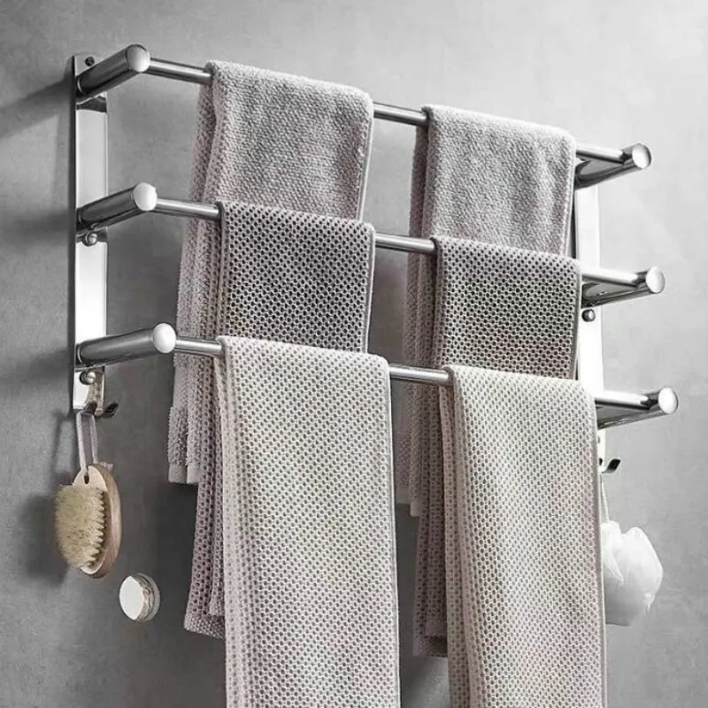 

Punch-free Seamless Hot Bathroom 304 Stainless Steel Towel Rack Toilet Rack Towel Bar Bathroom Towel Rack Wall Hanging G8084