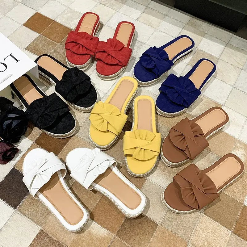 

Summer Slippers Women Shoes Summer Wedge Thick Bottom Slippers Bow Slippers Women Fashion 2021 New Plus Size Shoes