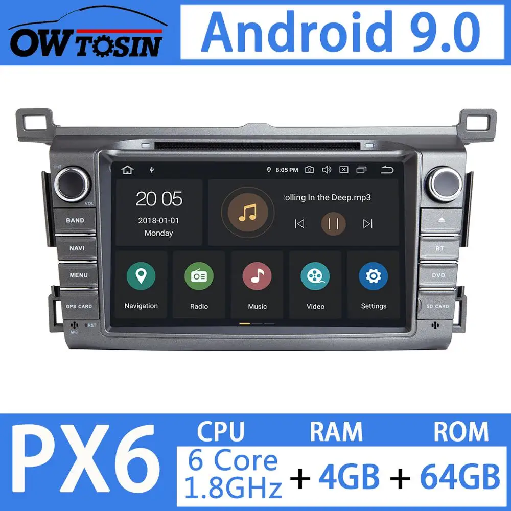 8 "PX6 4 Гб 64 ГБ Android 9 0 Автомобильный мультимедийный DVD радио GPS для Toyota RAV4 RAV 2012 2013
