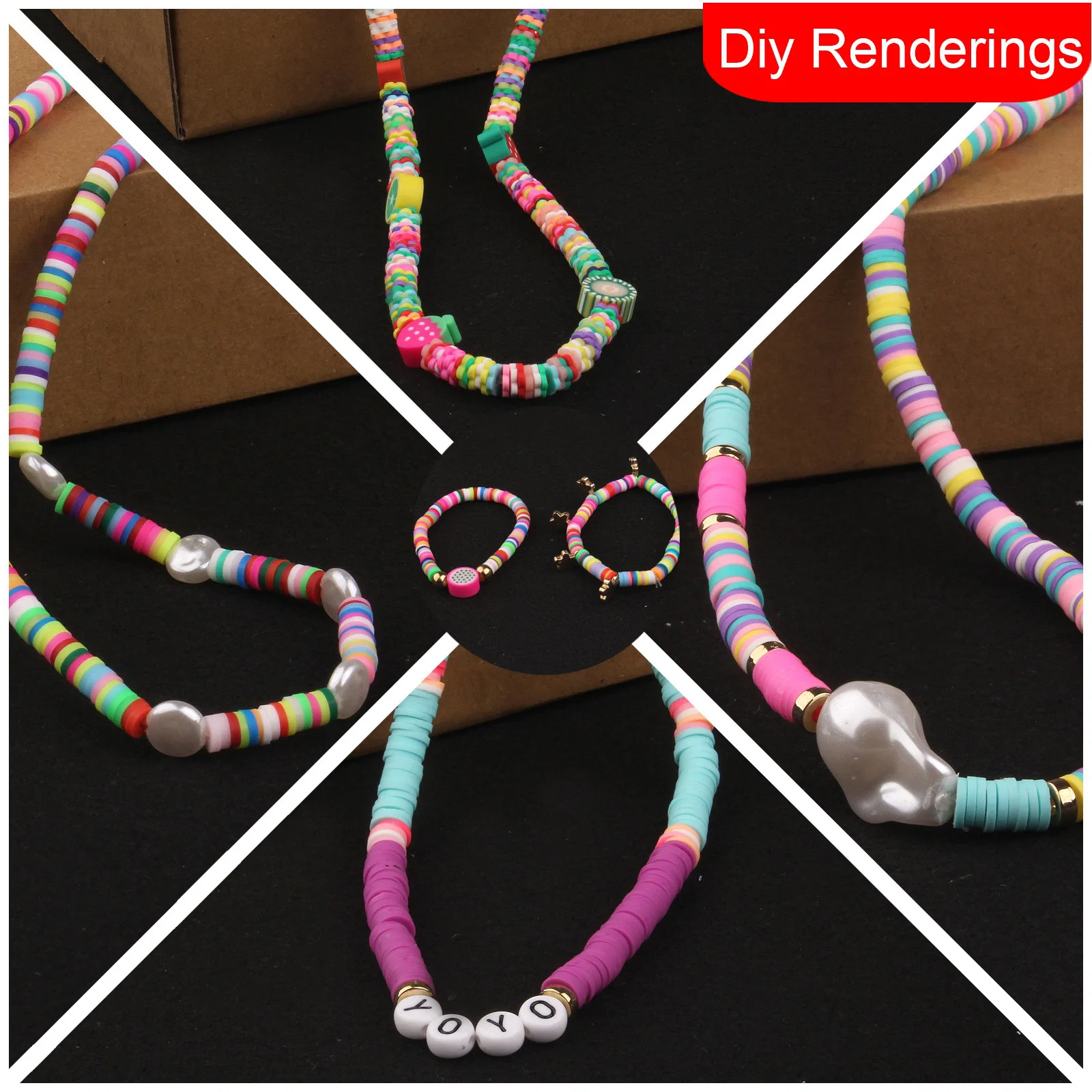 

3200Pcs 6mm Flat Round Polymer Clay Spacer Beads for Jewelry Making Bracelets