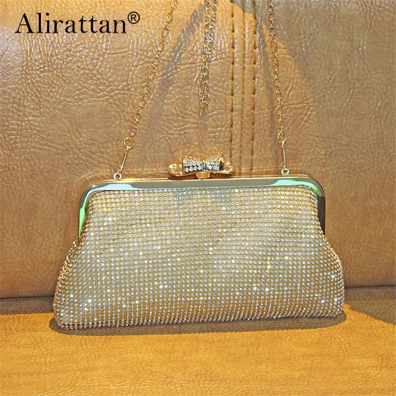 

Luxury Rhinestone PU Leather Evening Clutch Bags For Women 2021 New Fashion Luxury Brand Ladies Chain Handbag Dinner Bag