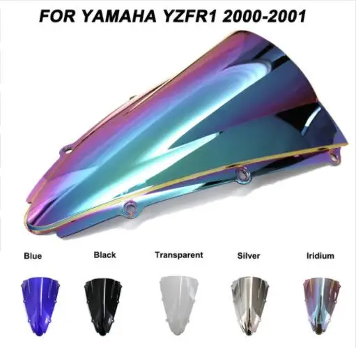 

Motorcycle WindScreen Windshield Wind Screen Deflectors For 2000 2001 00 01 Yamaha YZF 1000 R1 YZF-R1 Black Blue Iridium