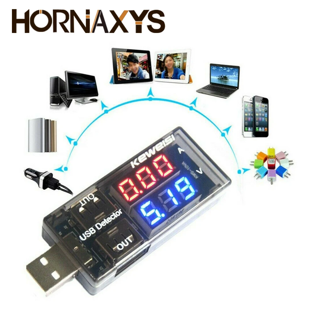 Красный + синий двойной USB-тестер напряжения тока батареи Вольтметр Амперметр