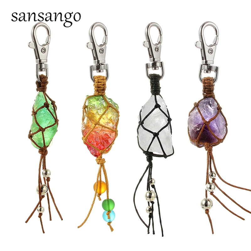 Натуральный каменный брелок веревка подвесная Пряжка автомобильный с