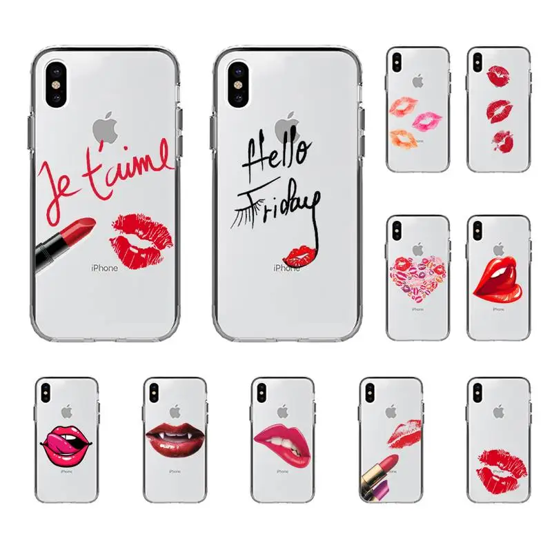 

Sexy Girl red Lips Kiss Phone Case for iphone 13 8 7 6 6S Plus X 5S SE 2020 XR 11 12 pro XS MAX